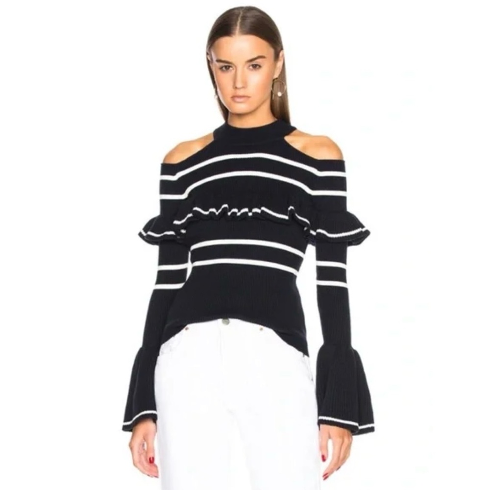 Self-Portrait Black and White Striped Sweater